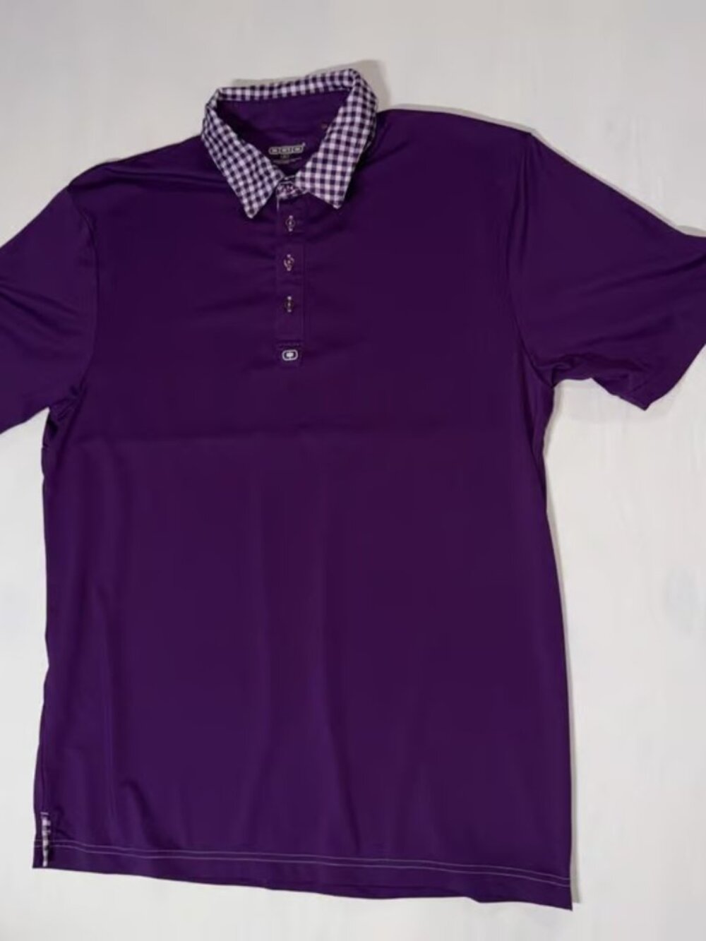 OGIO Purple Checkered Collared Mens Size L Collared Polo Golf Shirt